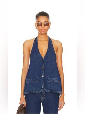 Lioness xs denim halter top NWOT